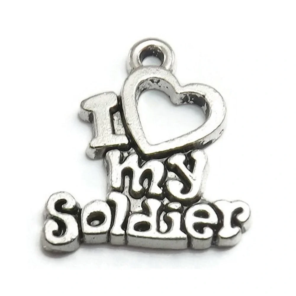 6pcs Love My Soldier Charms silver tone metal‎